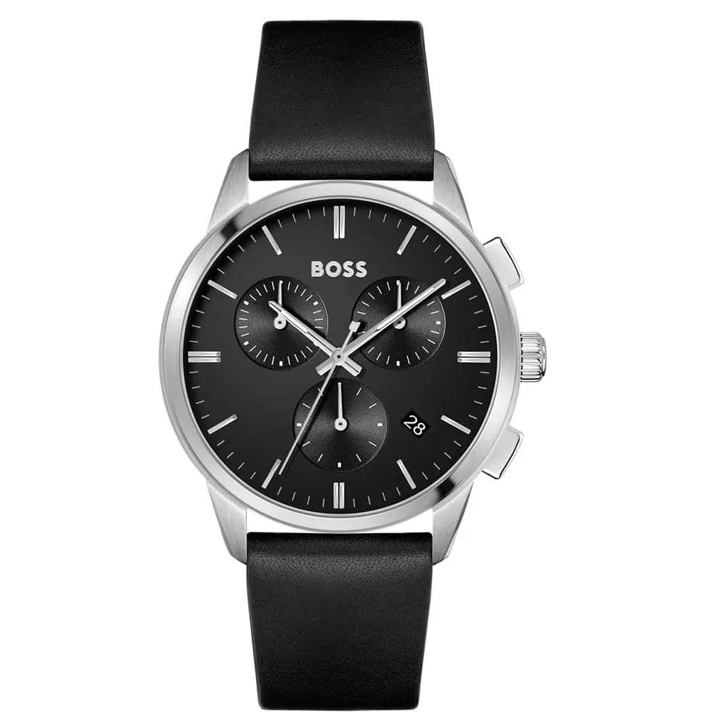 Boss Dapper 1513925 svart läderband herrklocka